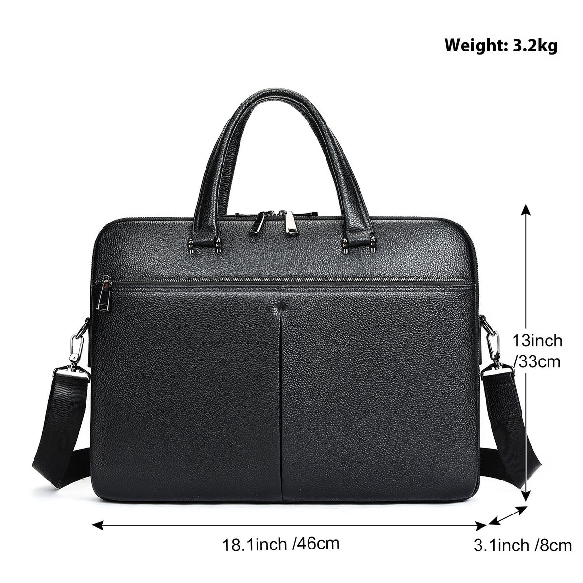 Men's Handbag Horizontal Briefcase Large Capacity First Layer Cowhide 17-inch Computer Bag