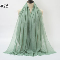 Pure Color Pleated Cotton Scarf Cotton And Linen Scarf