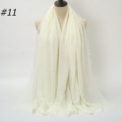 Pure Color Pleated Cotton Scarf Cotton And Linen Scarf