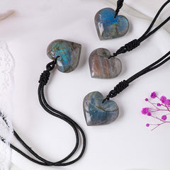 Natural Crystal Stone Labradorite Love Pendant