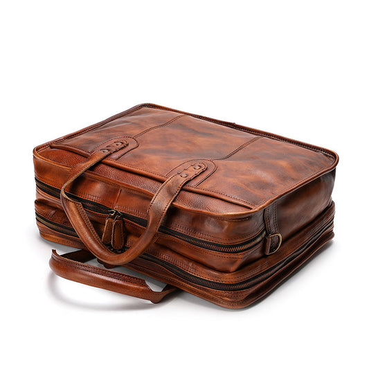 Large Capacity Multifunctional Vintage Leather Men's Briefcase