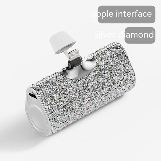 Diamond Pocket Capsule Emergency Power Bank Diamond-embedded Mini Lipstick Small Portable Power Source