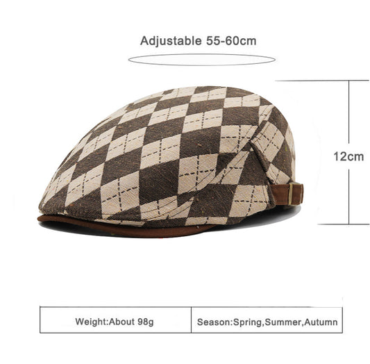 Retro Plaid Short Brim Advance Hats British Casual Painter Hat