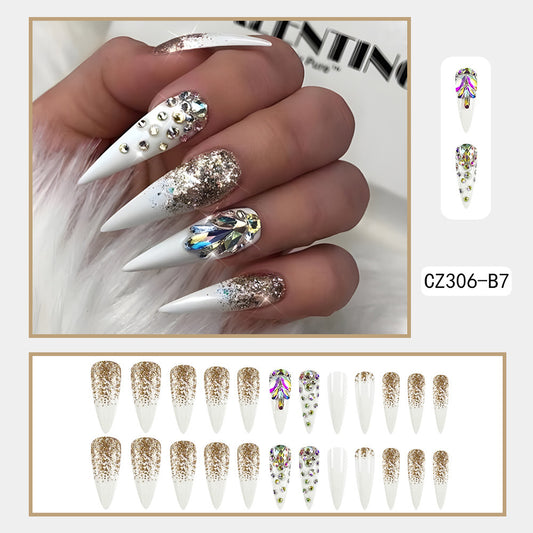 European And American Wear Nail Light Luxury Aurora Diamond