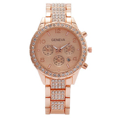 Women's Fashion Diamond Digital Calendar Three Eyes Quartz Watch