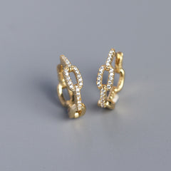 S925 Sterling Silver INS Niche Chain Diamond-studded Design Earrings