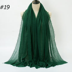 Pure Color Pleated Cotton Scarf Cotton And Linen Scarf