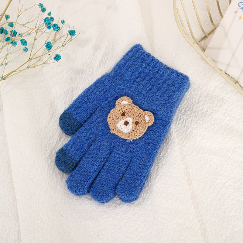 Children's Five Finger Knitting Wool Gloves