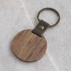 Acacia Wood Circular Keychain With Laser Capability