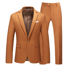 Multi-Color Two-piece Suit Men's Solid Color Slim Fit