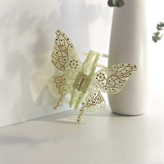 Oversized Light Luxury Glass Butterfly Hair Claw Headdress