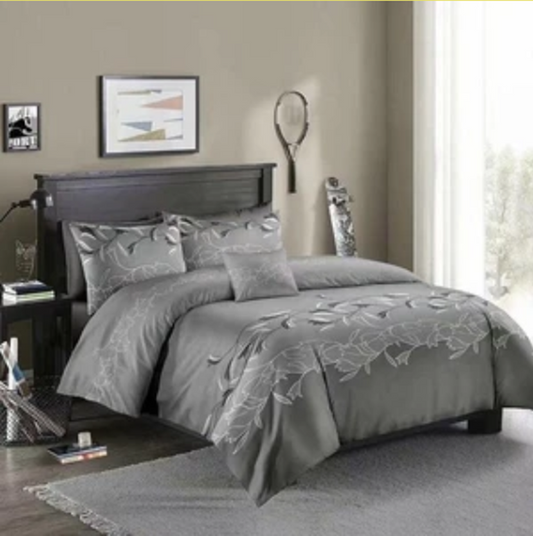 Three-piece Simple Plain Black Printing Bedding Set