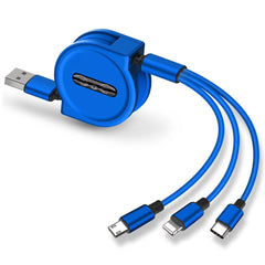 One Tow Three Telescopic Data Cable, Three In One Fast Charging Cable