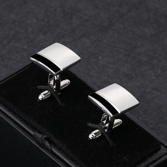 Simple And Creative Square Black And White Stitching French Men's Business Shirt Cufflinks