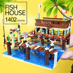 Blocks Bricks Old Fishing House Series Captain's Wharf Toys For Kids Christmas Gifts