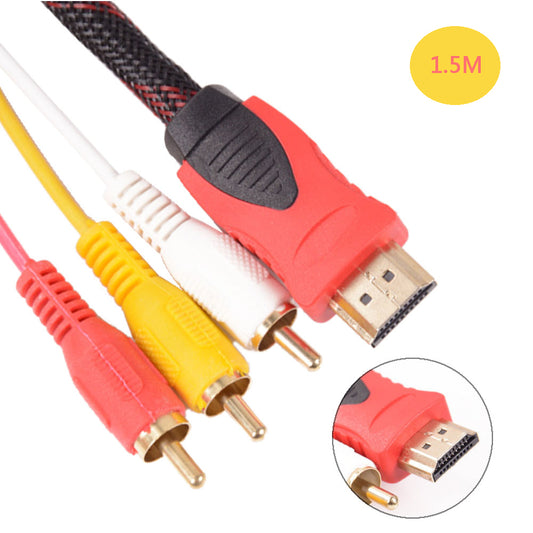 HDMI To Red Yellow And White Adapter Cable Hdmi To 3Rca Component Cable 1.5 Meters