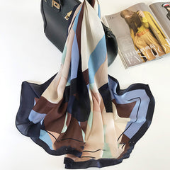 Silk Scarves Spring And Autumn European And American Style Geometric Pattern Long Silk Scarf Shawl Dual-Use