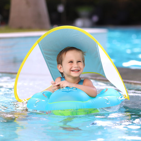 Baby Swimming Float With Canopy Inflatable Infant Floating Ring Kids Swim Pool Accessories Circle Bathing Summer Toys