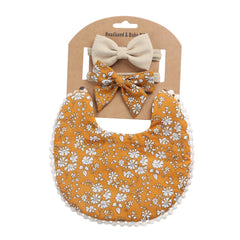 Linen Cotton Solid Color Printing Children Double-Sided Bib Bib Baby Saliva Pocket