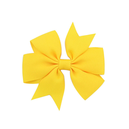 V-Shaped Ribbed Ribbon Hairpin Solid Color Bow Hairpin Children'S Headdress