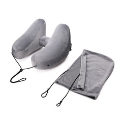 Hooded Travel Pillow H Shaped Inflatable Neck Pillow Folding Lightweight Nap Car Seat Office Airplane Sleeping Cushion Pillows