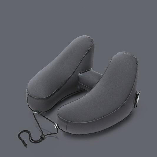 Hooded Travel Pillow H Shaped Inflatable Neck Pillow Folding Lightweight Nap Car Seat Office Airplane Sleeping Cushion Pillows