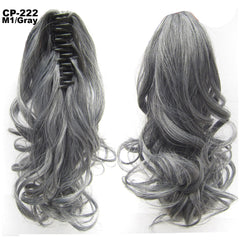 Long Wave Ponytail Wrap Around Ponytail Clip In Hair Headwear Gray Hairpiece Natural Extensions