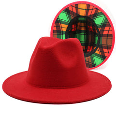 Men's And Women's Double-sided Color Matching Woolen Fedora Hat