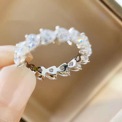 Heart-shaped Diamond Row Diamond Ring Fashion Love