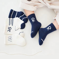 5 Pairs Children's Cotton Mid-calf Length Socks