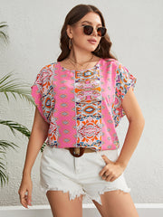 Summer Ethnic Style Round Neck Loose Top Women