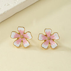 Sweet Elegance Cherry Blossom Earrings Female Korean Style Niche Design