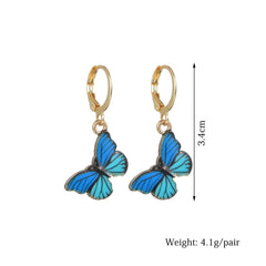 Fashion Retro Ins Colorful Butterfly Oil Drop Earrings