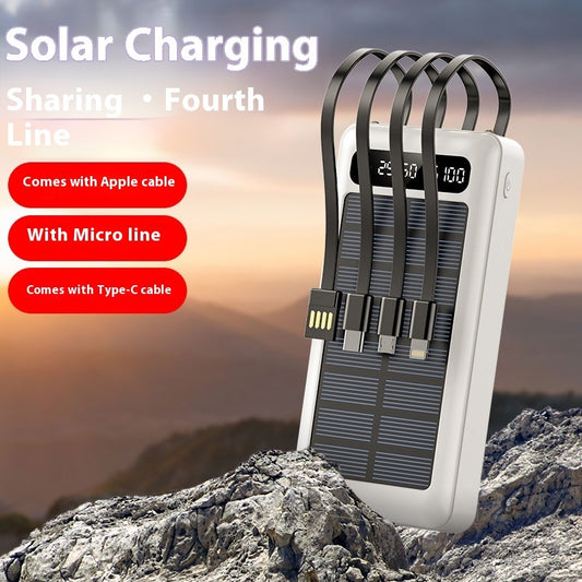 Solar With Cable Power Bank 30000 MA Mobile Power Supply