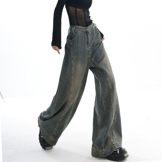 Women's Vintage Washed Wide-leg Jeans