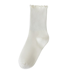 Women's Spring And Summer Cotton Socks Solidcolor Mid-calf Length