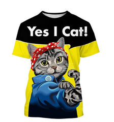 Funny Cute Cat Pattern Men's T-shirt 3D Animal Print