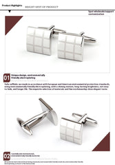 Square Plaid French Shirt Men's Cufflinks Cufflink