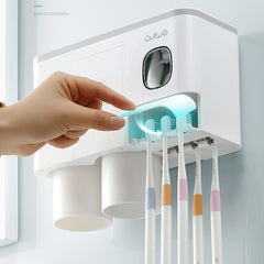 Non-marking Hanging Magnetic Toothbrush Holder Single Drawer Storage Rack With Toothpaste Squeezer Toiletry Set