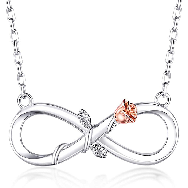 S925 Silver 8-word Rose Necklace For Women