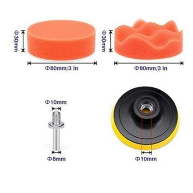 Car polishing sponge set 3 inch 7 sets of flat wave sponge wheel polishing plate wax sponge polishing wheel