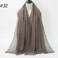 Pure Color Pleated Cotton Scarf Cotton And Linen Scarf