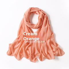 Pure Color Pearl Chiffon Scarf Headcloth Veil Chiffon Scarf