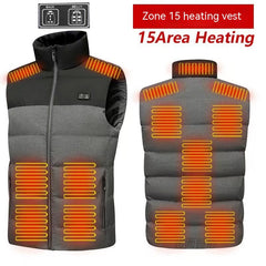 Self-heating Vest Winter Cotton Dress Dual Control Zone 15 Heating