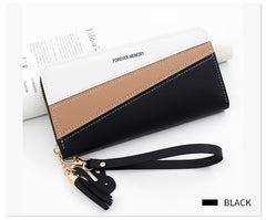 Simple Long Color Matching Fashion Coin Purse Card Holder Handbag