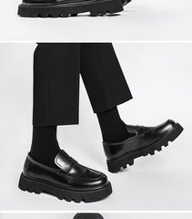 Men's Black Calfskin Soft-soled Leather Shoes