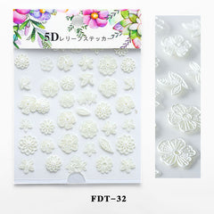 Flower series relief nail stickers