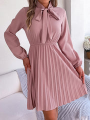 Women's Lace Up Waist-controlled Long Sleeves Dress