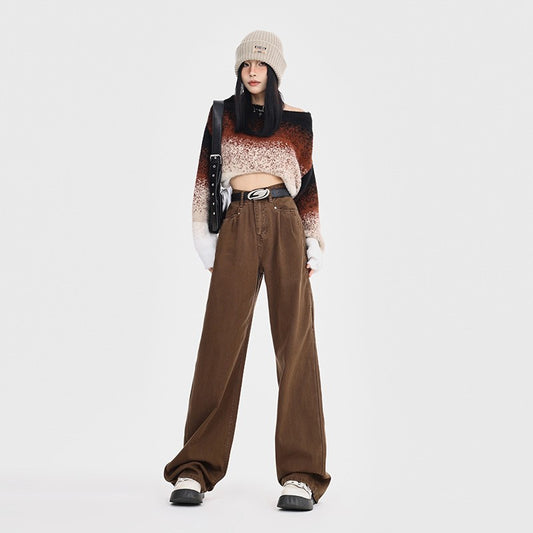 Straight Loose All-match High Waist Wide Leg Pants For Women