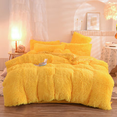 Luxury Thick Fleece Duvet Cover Queen King Winter Warm Bed Quilt Cover Pillowcase Fluffy Plush Shaggy Bedclothes Bedding Set Winter Body Keep Warm